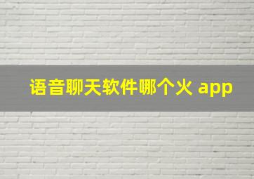 语音聊天软件哪个火 app